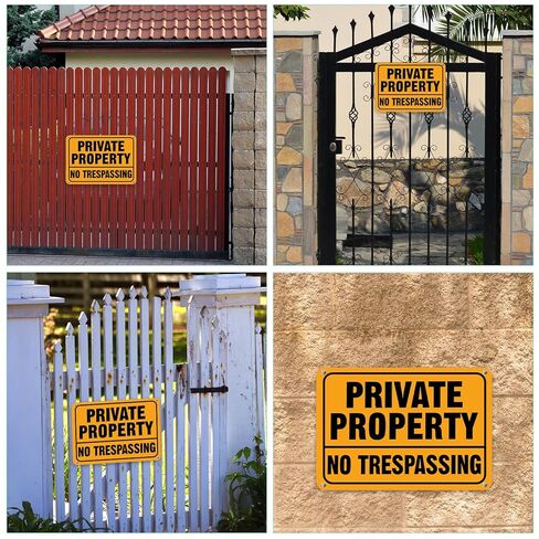 Yaocom 40 Pcs No Trespassing Signs Private Property 7 x 10 Inch Metal Reflective Aluminum No Trespassing Weatherproof Warning Signs for Property Security Outdoor Yard Home in Saudi Arabia