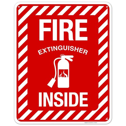 Fire Extinguisher Inside Sign, Fire Safety Sign, 10x7 Inches, Rust Free .040 Aluminum, Fade Resistant, Indoor/Outdoor Use, Made in USA in Saudi Arabia