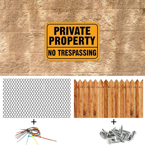 Yaocom 40 Pcs No Trespassing Signs Private Property 7 x 10 Inch Metal Reflective Aluminum No Trespassing Weatherproof Warning Signs for Property Security Outdoor Yard Home in Saudi Arabia
