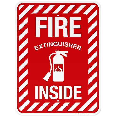 Fire Extinguisher Inside Sign, Fire Safety Sign, 10x7 Inches, Rust Free .040 Aluminum, Fade Resistant, Indoor/Outdoor Use, Made in USA in Saudi Arabia