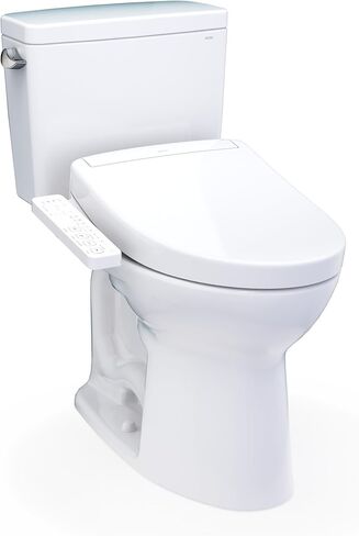 TOTO® Drake® WASHLET®+ Two-Piece Elongated 1.6 GPF Universal Height TORNADO FLUSH® Toilet with S2 Bidet Seat, Cotton White - MW7763346CSFG#01 in Saudi Arabia