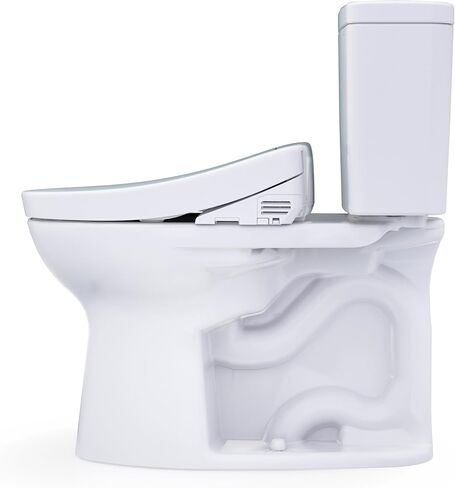 TOTO® Drake® WASHLET®+ Two-Piece Elongated 1.6 GPF Universal Height TORNADO FLUSH® Toilet with S2 Bidet Seat, Cotton White - MW7763346CSFG#01 in Saudi Arabia