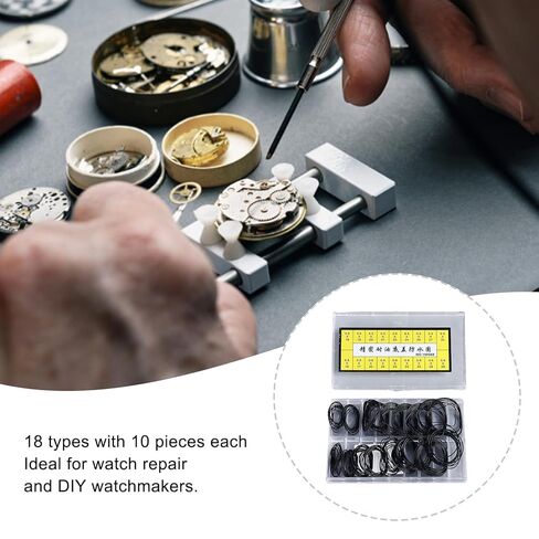 Rubber Seal Washers, O Ring Watch Gasket, 180 PCS 0.5mm 0.6mm Watch Gasket Repair Tool Set O Ring Replacement Kit Washers for Watch Repair in Saudi Arabia