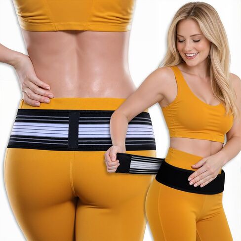 حزام الورك Sacroiliac SI للنساء والرجال، دعامة دعم أسفل الظهر، تخفيف آلام عرق النسا، مسامي وقابل للتعديل in Kuwait