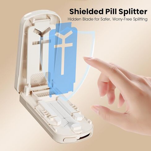 Pill Cutter 1/2 1/3 1/4, Precision Pill Splitter for Small & Large Pills, Adjustable Centering Slot, Dual Safety Blades, 3-in-1 Tablet Cutter, Portable & Easy to Use in Saudi Arabia