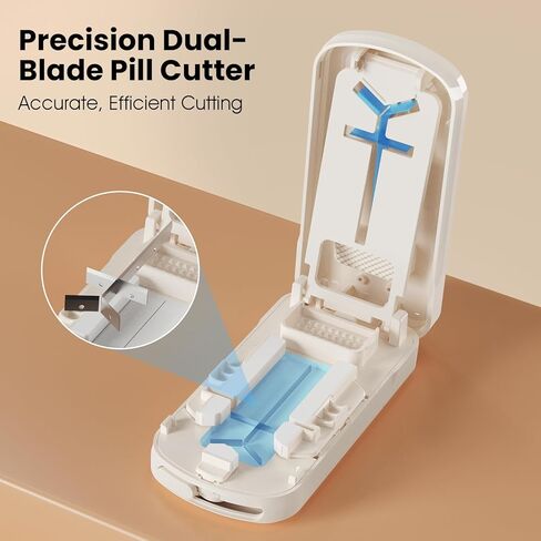 Pill Cutter 1/2 1/3 1/4, Precision Pill Splitter for Small & Large Pills, Adjustable Centering Slot, Dual Safety Blades, 3-in-1 Tablet Cutter, Portable & Easy to Use in Saudi Arabia