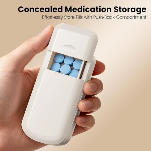 Pill Cutter 1/2 1/3 1/4, Precision Pill Splitter for Small & Large Pills, Adjustable Centering Slot, Dual Safety Blades, 3-in-1 Tablet Cutter, Portable & Easy to Use in Saudi Arabia
