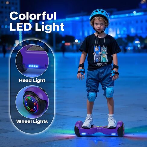 XERATH All Terrain hoverboard for kids with Bluetooth Speakers,self balancing scooter with LED Lights,hoverboards for a 7-12 year old Gifts for Kids Teens Girls Boys (Purple) in Saudi Arabia