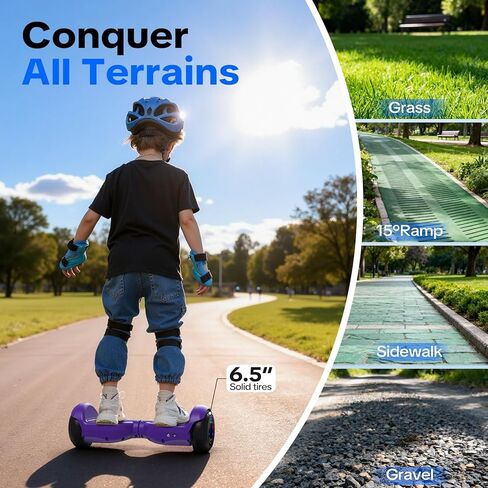 XERATH All Terrain hoverboard for kids with Bluetooth Speakers,self balancing scooter with LED Lights,hoverboards for a 7-12 year old Gifts for Kids Teens Girls Boys (Purple) in Saudi Arabia