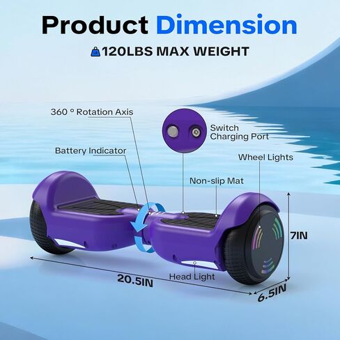 XERATH All Terrain hoverboard for kids with Bluetooth Speakers,self balancing scooter with LED Lights,hoverboards for a 7-12 year old Gifts for Kids Teens Girls Boys (Purple) in Saudi Arabia