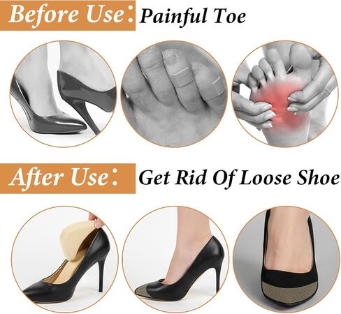 2 Pairs Toe Inserts for Shoes Too Big Reusable Shoe Inserts Foam Toe Filler Shoe Fitters Toes Insert Half-Size Toes Pads Cushion Insert for Women Men Loose Shoes, High Heels, Sneakers, Boots in Saudi Arabia