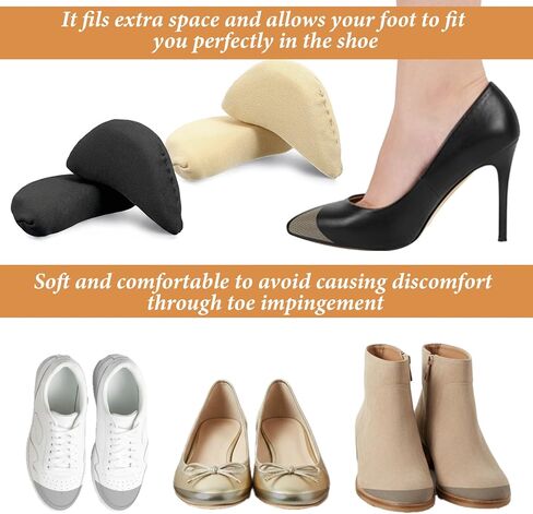 2 Pairs Toe Inserts for Shoes Too Big Reusable Shoe Inserts Foam Toe Filler Shoe Fitters Toes Insert Half-Size Toes Pads Cushion Insert for Women Men Loose Shoes, High Heels, Sneakers, Boots in Saudi Arabia
