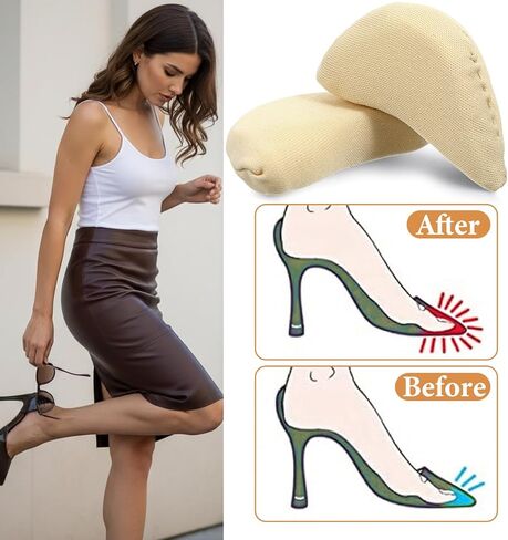 2 Pairs Toe Inserts for Shoes Too Big Reusable Shoe Inserts Foam Toe Filler Shoe Fitters Toes Insert Half-Size Toes Pads Cushion Insert for Women Men Loose Shoes, High Heels, Sneakers, Boots in Saudi Arabia