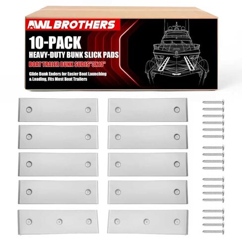 Boat Trailer Bunk Slides 3"×10", Heavy-Duty Bunk Slick Pads 10-Pack, Glide Bunk Enders for Easy Boat Launching & Loading, Compatible with Most Boat Trailers in Saudi Arabia