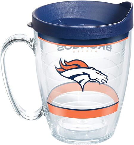 كوب Tervis مصنوع في الولايات المتحدة الأمريكية بجدار مزدوج NFL Denver Broncos معزول يحافظ على المشروبات باردة وساخنة، كوب 16oz، تقليد in Saudi Arabia