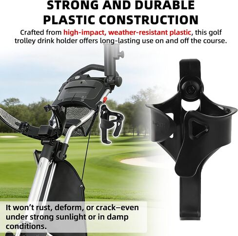 TonGass 2-Pack Golf Push Cart Cup حامل، حامل مشروبات عربة جولف بلاستيكي عالمي لعربات دفع الجولف، تصميم متين مقاوم للصدمات يناسب معظم أنابيب ومقابض عربات الجولف - أسود in Saudi Arabia