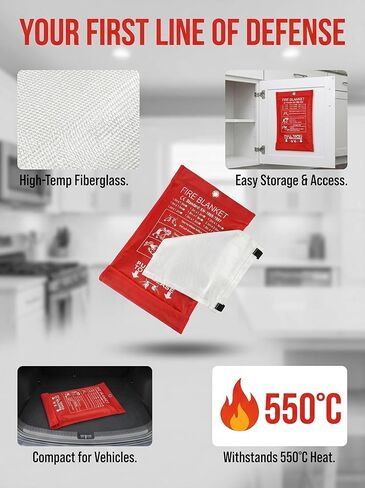 Fire Blanket, Fire Blankets Emergency for Home and Kitchen for Home,Grill, Car, Office, Warehouse(1 Pack) in Saudi Arabia