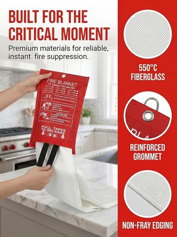 Fire Blanket, Fire Blankets Emergency for Home and Kitchen for Home,Grill, Car, Office, Warehouse(1 Pack) in Saudi Arabia