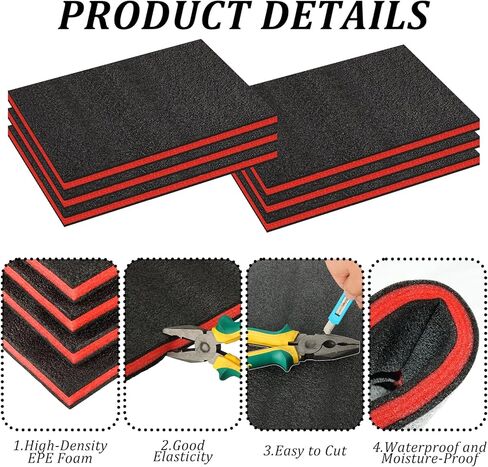 4 Pack Tool Box Foam, 18 x 13 x 1 Inch Foam Inserts for Cases,Tools Box Liner Polyethylene Tools Sheets, Toolbox Kaizen Organizer and Storage Tool Shadow in Saudi Arabia