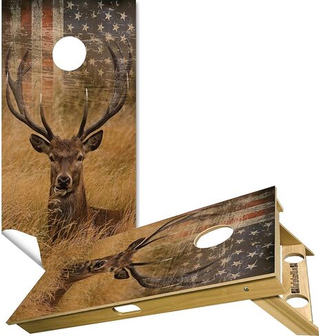 Cornhole Board Vinyl Wrap Decals (Set of 2) Patriotic Bean Bag Toss Wrap Stickers (Deer) in Saudi Arabia