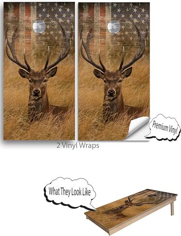 Cornhole Board Vinyl Wrap Decals (Set of 2) Patriotic Bean Bag Toss Wrap Stickers (Deer) in Saudi Arabia