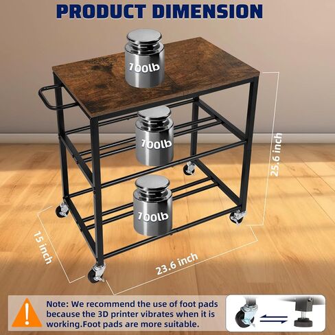 3D Printer Stand with Filament Storage Rack, Sturdy Wooden 3D Printer Table Holds 32 Spools & Accessories, Rolling Cart with Wheels for 3D Printing Studio Home Office Workshop in Saudi Arabia