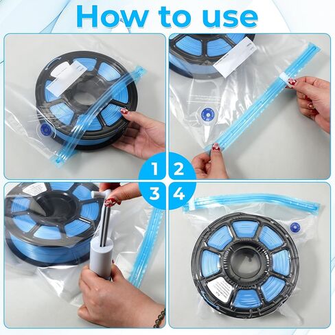 50 Pcs 3D Filament Storage Bags Cleaning Drying Sealed Bags for 3D Printer Filament with 20 Pcs Humidity Indicator Cards for Keep Filaments Dry, 13.4 x 11.8 Inch in Saudi Arabia