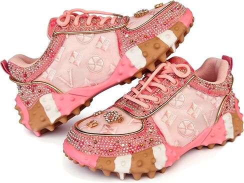 Women's Shoes Fashionable Shiny Rhinestone Decoration CasualWomen's Shoes Anti Slip Comfortable Clunky Sneaker Shoes in Saudi Arabia
