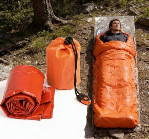 Emergency Sleeping Bag with Storage Bag,Portable Thermal Bivy Sack Waterproof Lightweight Survival Blanket with Compass for Outdoor Hiking Camping in Saudi Arabia