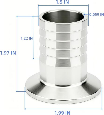 1.5 "ثلاثي المشبك إلى 1-1/2" خرطوم الشائكة محول SUS304 خرطوم صحي وصلة أنابيب بارب 1 قطعة مع خرطوم المشبك in Kuwait