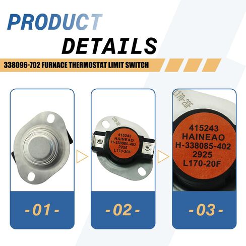 338096-702 مفتاح حد ترموستات الفرن L170-20F متوافق مع الناقل براينت باين HVAC in Kuwait