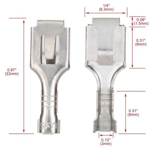 Baomain 1/4" موصل طرفي أنثى غير عازل 6.3 مم حزمة تجعيد معدنية مكونة من 100 in Saudi Arabia