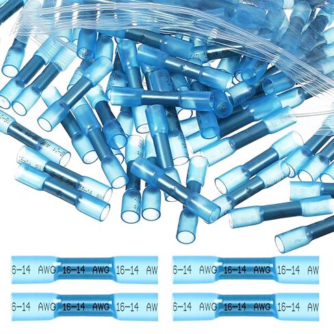 500 قطعة من موصلات المؤخرة المنكمشة بالحرارة الزرقاء، 16-14 AWG وصلات تجعيد كهربائية مقاومة للماء للسيارات البحرية من الدرجة البحرية وصلات بعقب للقوارب وأسلاك الكابلات الصناعية in Saudi Arabia