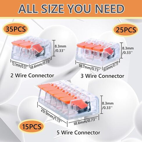 Lever Wire Connectors, 75 Pcs Wire Connector Assortment Pack Compact Splicing Connector Kit for Electrical Wires Solid Stranded Flexible Wires, 2 Port, 3 Port, 5 Port in Saudi Arabia