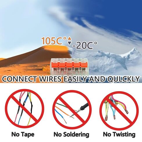 Lever Wire Connectors, 75 Pcs Wire Connector Assortment Pack Compact Splicing Connector Kit for Electrical Wires Solid Stranded Flexible Wires, 2 Port, 3 Port, 5 Port in Saudi Arabia