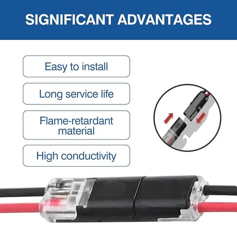 100pcs Double Wire Plug in Connector with Lock Strip Connector,Wire Quick Connectors Low Voltage Lever Wire Connector 2 Pin for Strip Lights DIY Crafting,LED Light Strips Connectors 2 Pin,Model Kits in Saudi Arabia