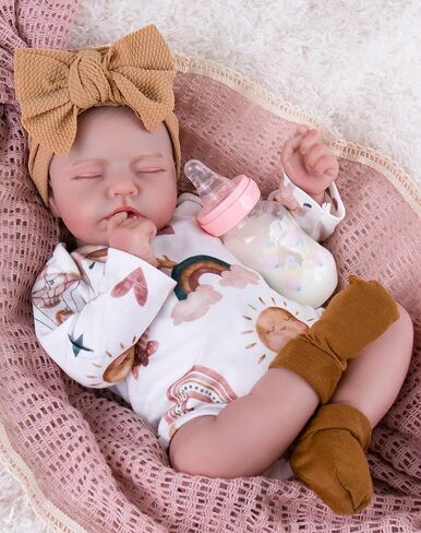 Aori Lifelike Reborn Baby Dolls Real Life Realistic Baby Dolls 20 '' Sleeping Newborn Baby Girl with Rainbow Doll Clothes for Girls 3+ in Saudi Arabia