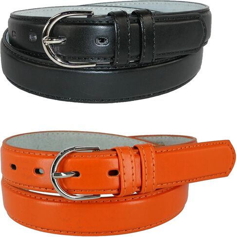 CTM® Women's Leather 1 1/8 Inch Dress Belt (Pack of 2 Colors), Large, Black and Brown in Saudi Arabia