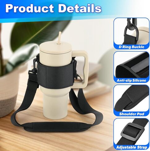 Water Bottle Holder Strap Sling Tumbler Carrier Bag with Adjustable Shoulder Strap, Portable Insulated Cup Carrier Sling for Travel Gym Hiking Camping, Fits 20-64 Oz Water Bottle in Saudi Arabia