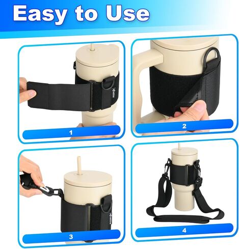 Water Bottle Holder Strap Sling Tumbler Carrier Bag with Adjustable Shoulder Strap, Portable Insulated Cup Carrier Sling for Travel Gym Hiking Camping, Fits 20-64 Oz Water Bottle in Saudi Arabia