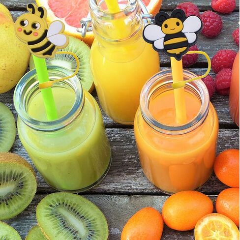 8 Pack 10mm Silicone Reusable Straw Cover Caps Topper Plugs, Compatible with Stanley 30 oz 40 oz Tumbler Topper for Cup Accessory (8Pcs Honeybee) in Saudi Arabia
