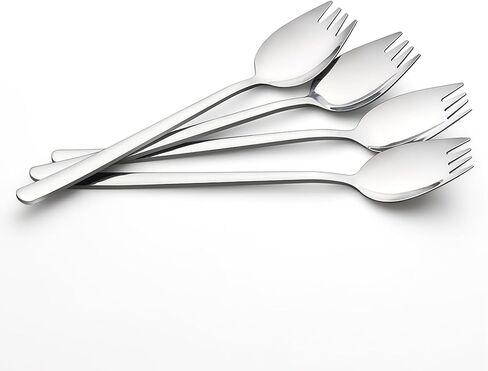 IQCWOOD Sporks، 4 شوكة من الفولاذ المقاوم للصدأ 18/10، شوكة معدنية للاستخدام المنزلي اليومي، شوكة سلطة الآيس كريم بمقبض طويل 7.4 بوصة، مجموعة أدوات مائدة لحلوى مقبلات الفاكهة in Kuwait