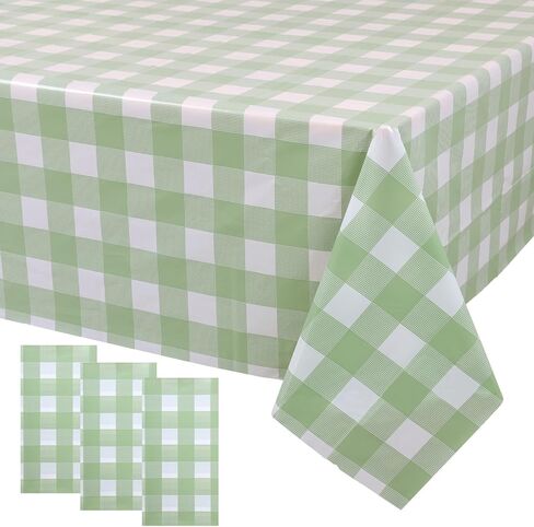 3 Packs Pink Gingham Tablecloth 54 x 108 Inches Pink and White Checkered Disposable Plastic Waterproof Picnic Table Cover for Camping and Birthday Party Supplies in Saudi Arabia