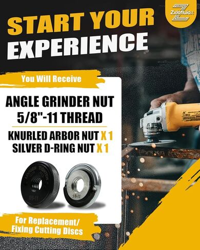 2 Pack 5/8"-11 Angle Grinder Flange Nuts for Fixing Cutting Discs, Quick Release Silver D-Ring and Knurled Arbor Nut for 4-1/2" 5" 7" 9" Grinders, Tool-Free Angle Grinder Attachments in Saudi Arabia