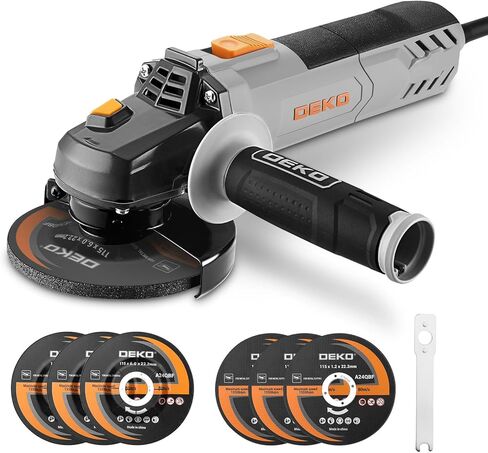 8-Amp Angle Grinder: DEKOPRO 4-1/2 inch Electric Corded Grinder Power Tools with Grinding and Cutting Wheels, Auxiliary Handle and Wrench for Cutting, Polishing and Grinding in Saudi Arabia