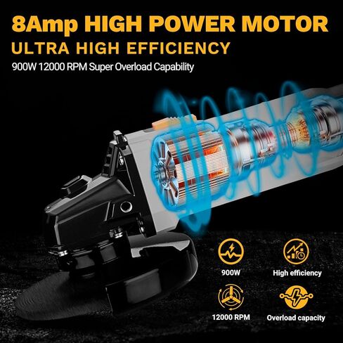 8-Amp Angle Grinder: DEKOPRO 4-1/2 inch Electric Corded Grinder Power Tools with Grinding and Cutting Wheels, Auxiliary Handle and Wrench for Cutting, Polishing and Grinding in Saudi Arabia