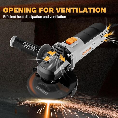 8-Amp Angle Grinder: DEKOPRO 4-1/2 inch Electric Corded Grinder Power Tools with Grinding and Cutting Wheels, Auxiliary Handle and Wrench for Cutting, Polishing and Grinding in Saudi Arabia