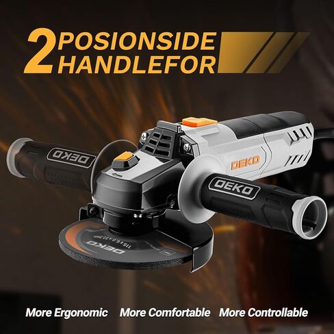 8-Amp Angle Grinder: DEKOPRO 4-1/2 inch Electric Corded Grinder Power Tools with Grinding and Cutting Wheels, Auxiliary Handle and Wrench for Cutting, Polishing and Grinding in Saudi Arabia
