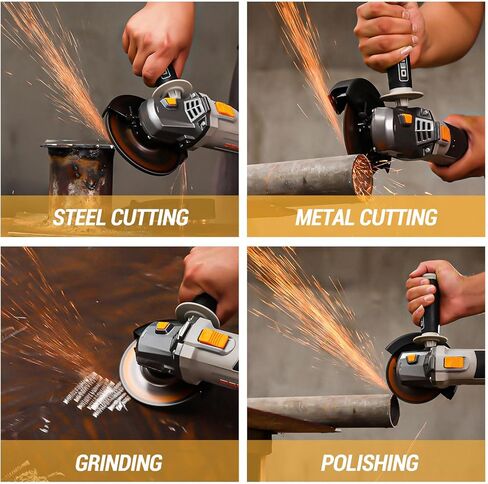 8-Amp Angle Grinder: DEKOPRO 4-1/2 inch Electric Corded Grinder Power Tools with Grinding and Cutting Wheels, Auxiliary Handle and Wrench for Cutting, Polishing and Grinding in Saudi Arabia