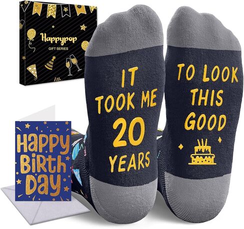 HAPPYPOP 20th Birthday Gifts Socks Ideas - Socks for 20 Year Olds Women Men, Best Gifts for 20 Year Olds, 20th Birthday Socks With Greeting Card in Saudi Arabia